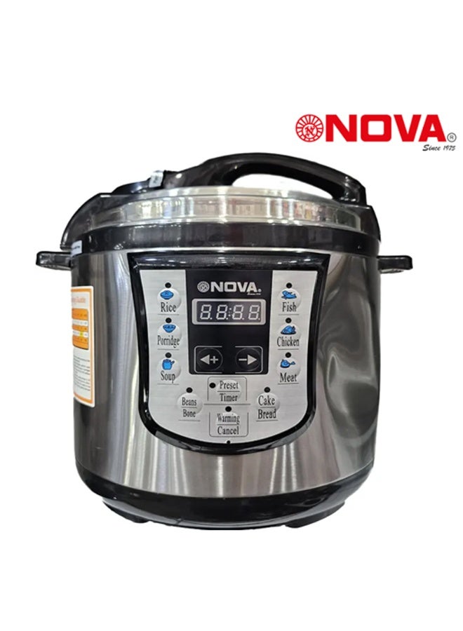 NOVA Electric Pressure Cooker 6 Liter, 1000 Watt Fast Heating, Smart Digital Display, Multi Menu Options for Daily Cooking, Strong Build Quality with Safety Protection - Image 2